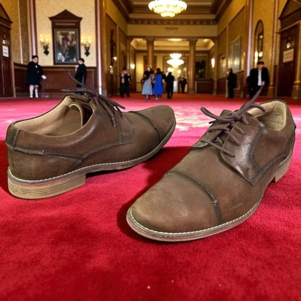 Belvedere Studio Men's 11 11D Brown Leather Paris Cap Toe Lace Up Oxford Shoes